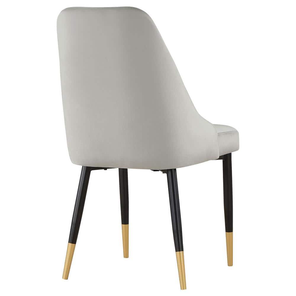Gray Velvet Upholstered Side Chair with Metal Legs