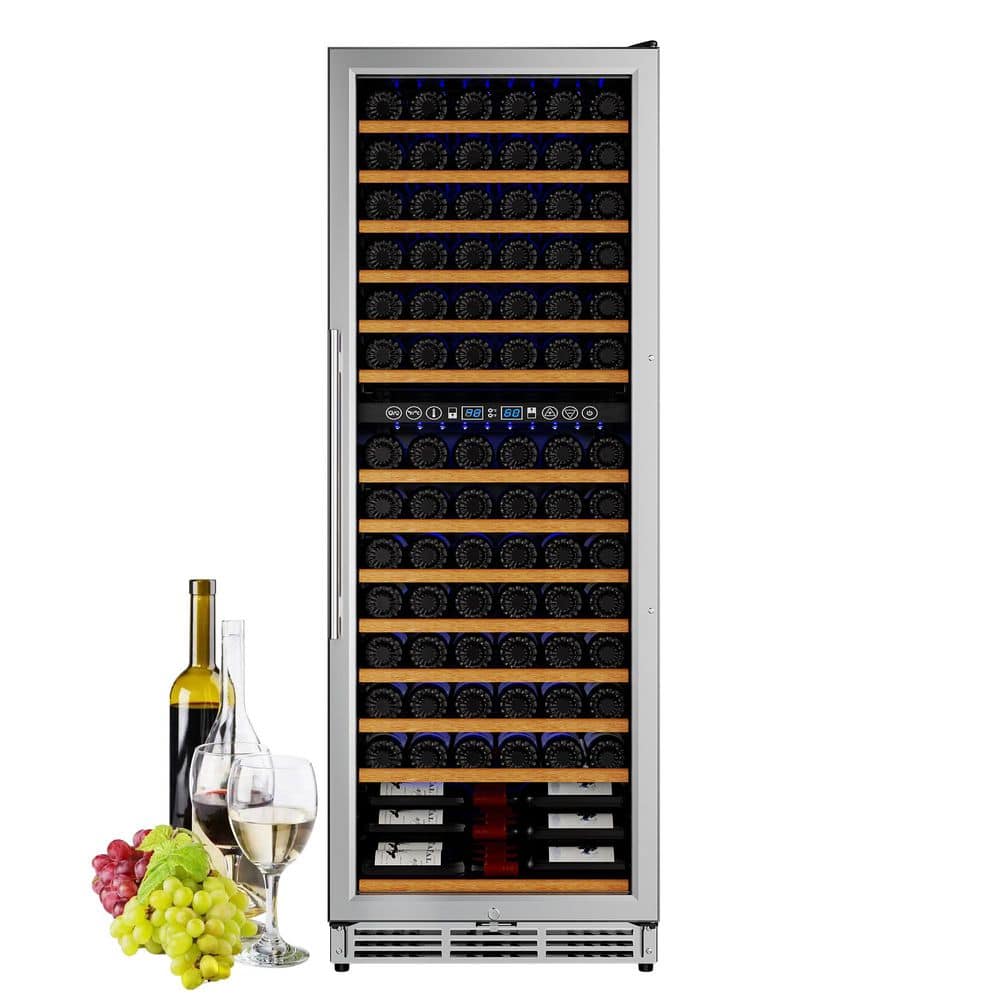 SIMZLIFE 24 in. Dual Zone 160-Wine Bottles and 48-Cans Beverage and ...