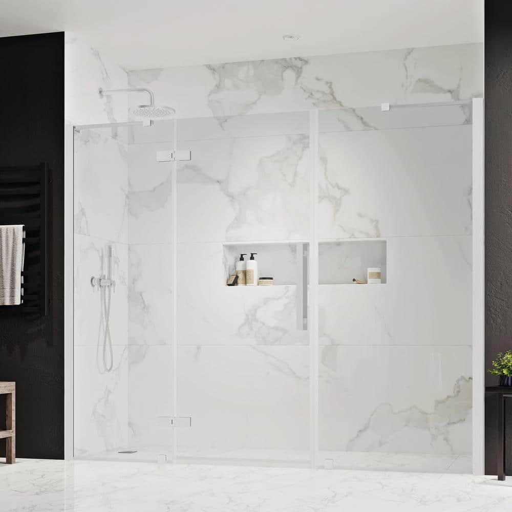 Tampa 85'' Satin Nickel Frameless Glass Shower Enclosure