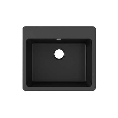 Quartz Classic  25in. Drop-in 1 Bowl  Black Granite/Quartz Composite Sink Only and No Accessories
