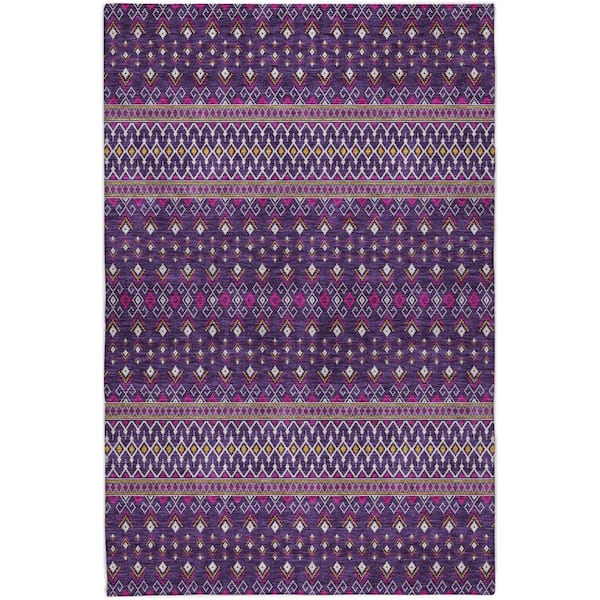Dream Shag Premium Machine Washable Abstract ADS708 Purple 5 ft. x 7 ft. 6 in. Area Rug