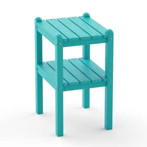 Lake Blue Plastic Outdoor Double Side Table with Weather Resistant and Waterproof