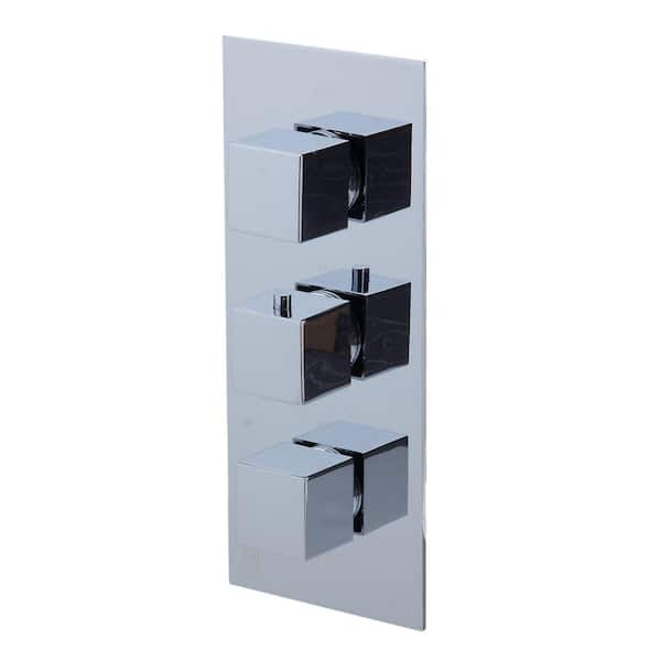 ALFI BRAND 3-Handle Shower Mixer Valve with Sleek Modern Design in Polished Chrome
