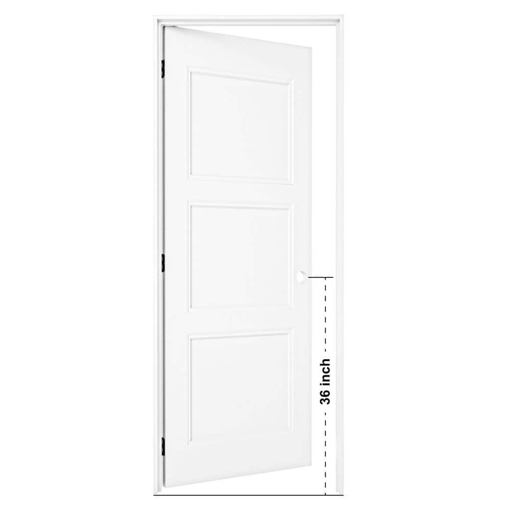 30 in. x 80 in. 3-Panel Left-Handed Painted Solid Core Wood Single Prehung Interior Door with Split Jamb price history on PriceWatchPro