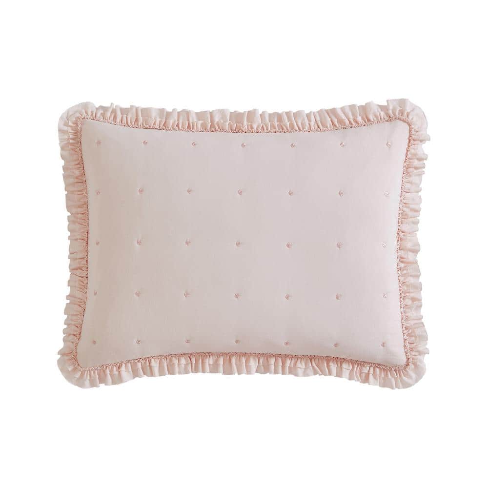 Hailee Pink Microfiber Twin Quilt Set with Ruffles