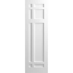 12 in. x 34 in. Flat Panel True Fit PVC San Juan Capistrano Mission Style Fixed Mount Shutters Pair in Unfinished