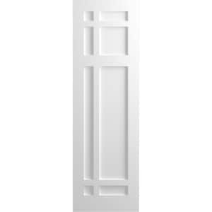 15 in. x 55 in. True Fit Flat Panel PVC San Juan Capistrano Mission Style Fixed Mount Shutters Pair in Unfinished