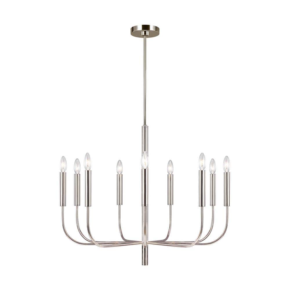 Polished Nickel 9-Light Torpedo Candelabra Chandelier