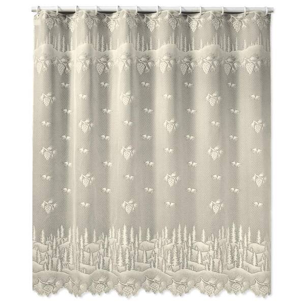 L Ecru Lace Shower Curtain 6145e Oc, Pine Cone Shower Curtain