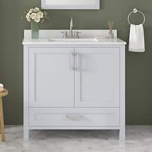 Moorside 36 in. W x 19 in. D x 34 in. H Single Sink Bath Vanity in Dove Gray with White Engineered Stone Top