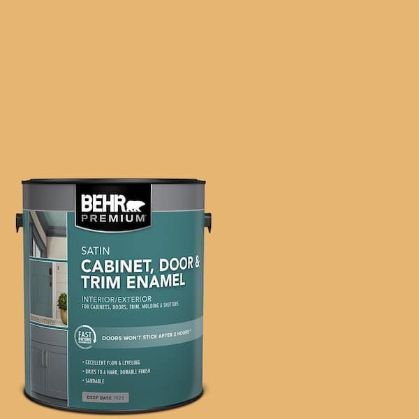 BEHR PREMIUM 1 gal. #PPU6-04 Pyramid Gold Satin Enamel Interior/Exterior  Cabinet, Door and Trim Paint 752301 - The Home Depot