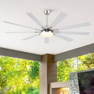 Coastal 72 in. Smart Indoor Brushed Nickel Large Ceiling Fan with Light, Remote Control and App Control