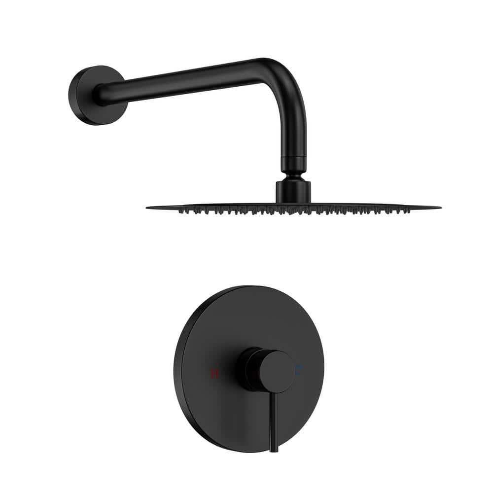 Aosspy 1-Spray Patterns with 1.5 GPM 10 in. Wall Mount Round Ceiling Fixed Shower Head in Matte Black