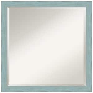 Sky Blue Rustic 22.25 in. x 22.25 in. Beveled Square Wood Framed Bathroom Wall Mirror in Blue