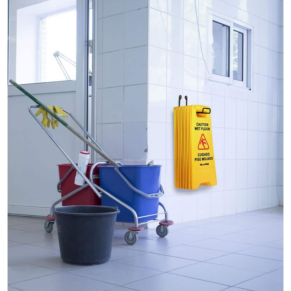 Yellow Bilingual Plastic Caution Wet Floor Sign Set