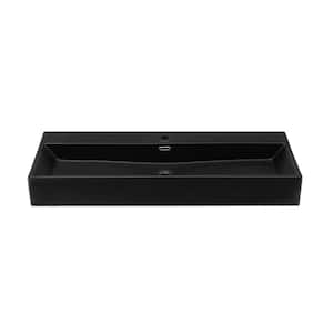 Claire 39.56 in. Rectangle Wall Mount Bathroom Sink in Matte Black
