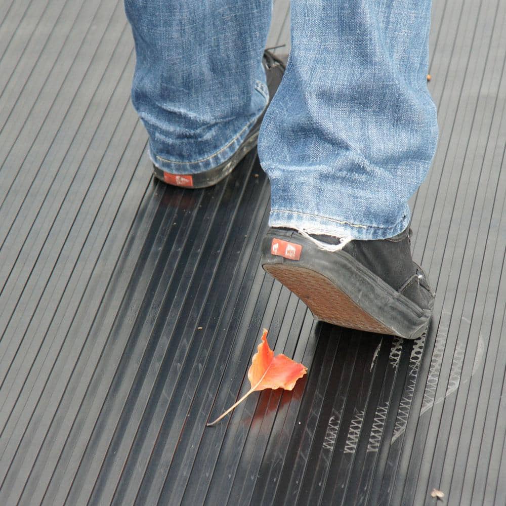 Wide-Rib Corrugated Black Rubber Traction Mat - 48" x 72"