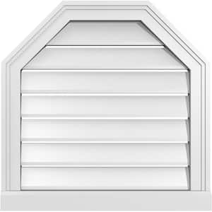 22 in. x 22 in. Octagonal Top Surface Mount PVC Gable Vent: Functional with Brickmould Sill Frame
