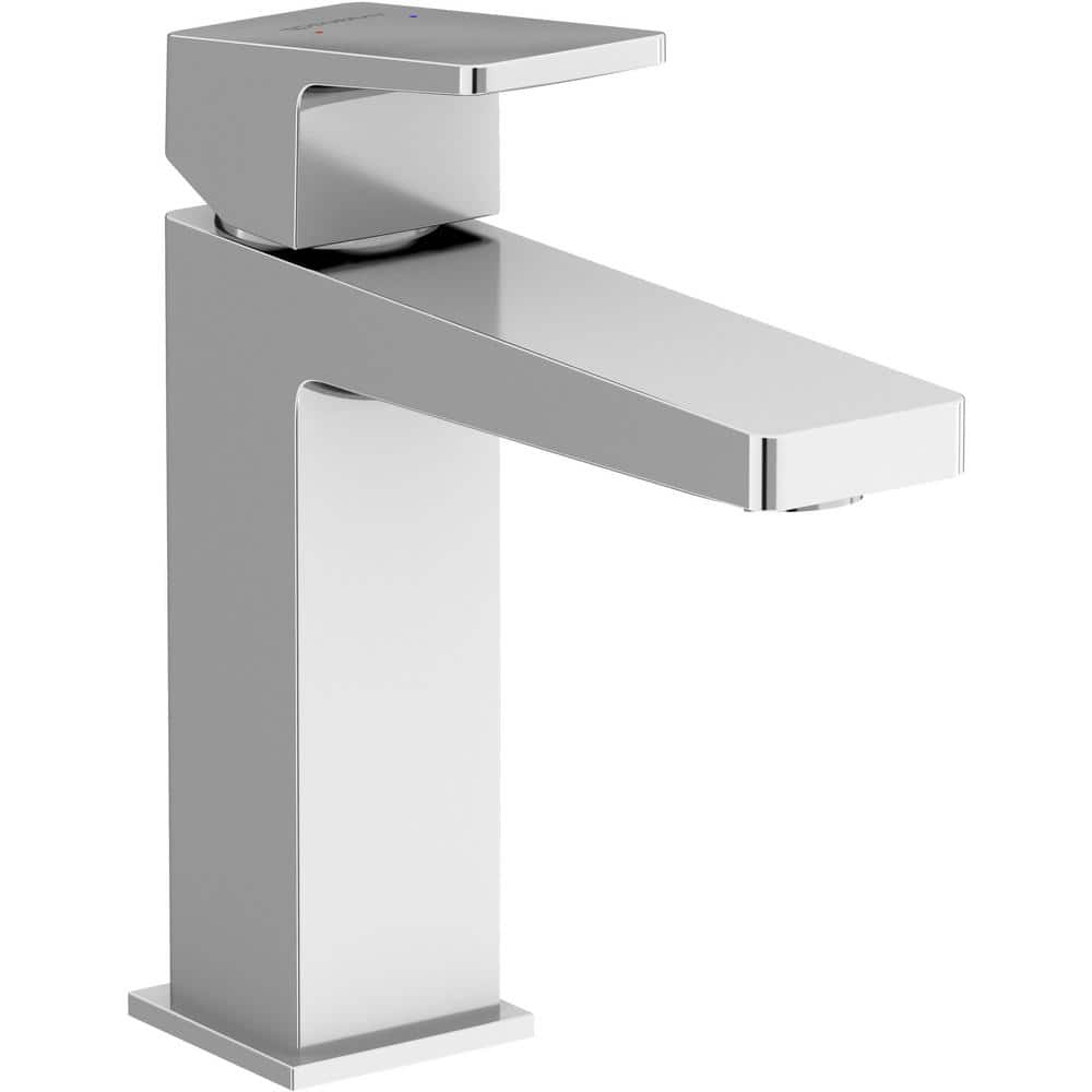 DuraSquare Chrome Single Handle Bathroom Faucet with Drain Kit