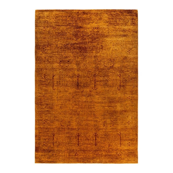 Overdyed Gold 6 ft. x 9 ft. Solid Wool Indoor Area Rug