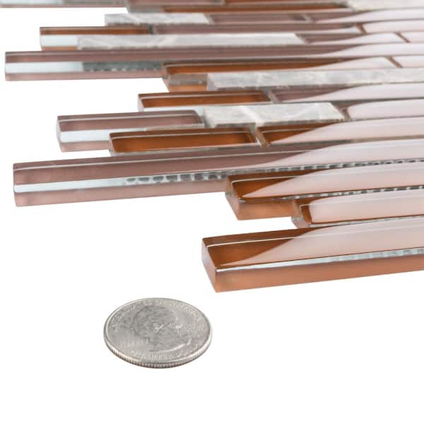 Tessera Piano Bordeaux 11-3/4 in. x 11-7/8 in. x 8 mm Glass and Stone Mosaic Tile