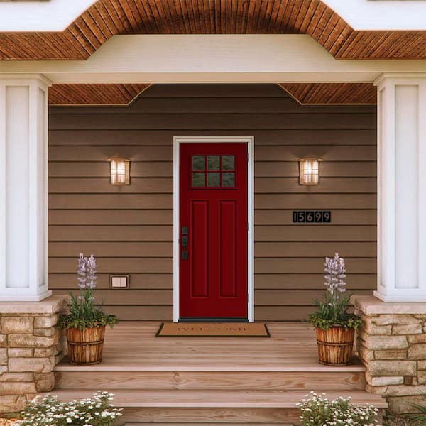 JELD-WEN 30 in. x 80 in. Left-Hand/Outswing 6-Lite Clear Glass Red