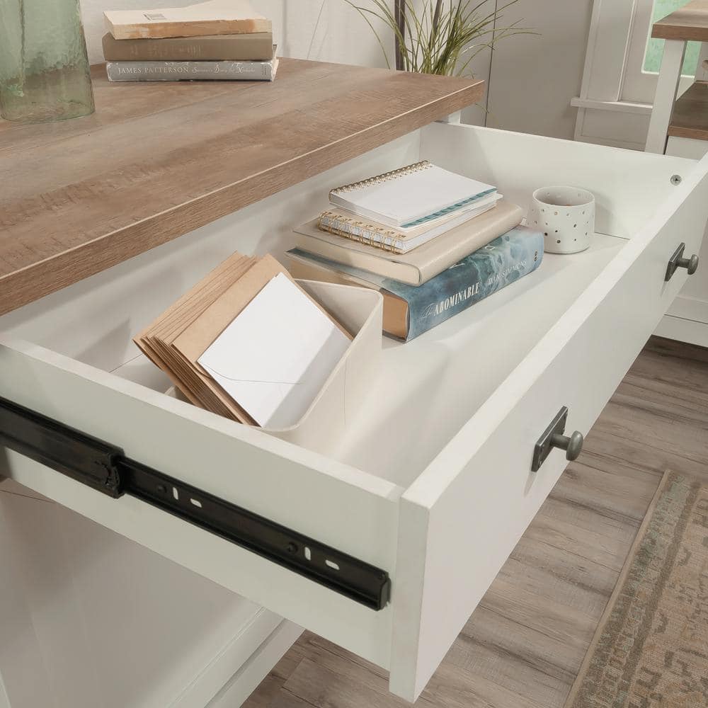 White and Oak Cottage Road Library Base with Hutch