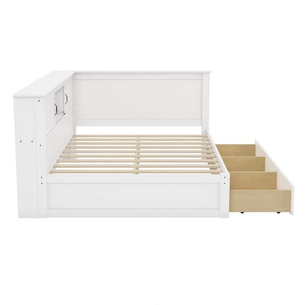 Boosicavelly White MDF Wood Frame Full Size Platform Bed
