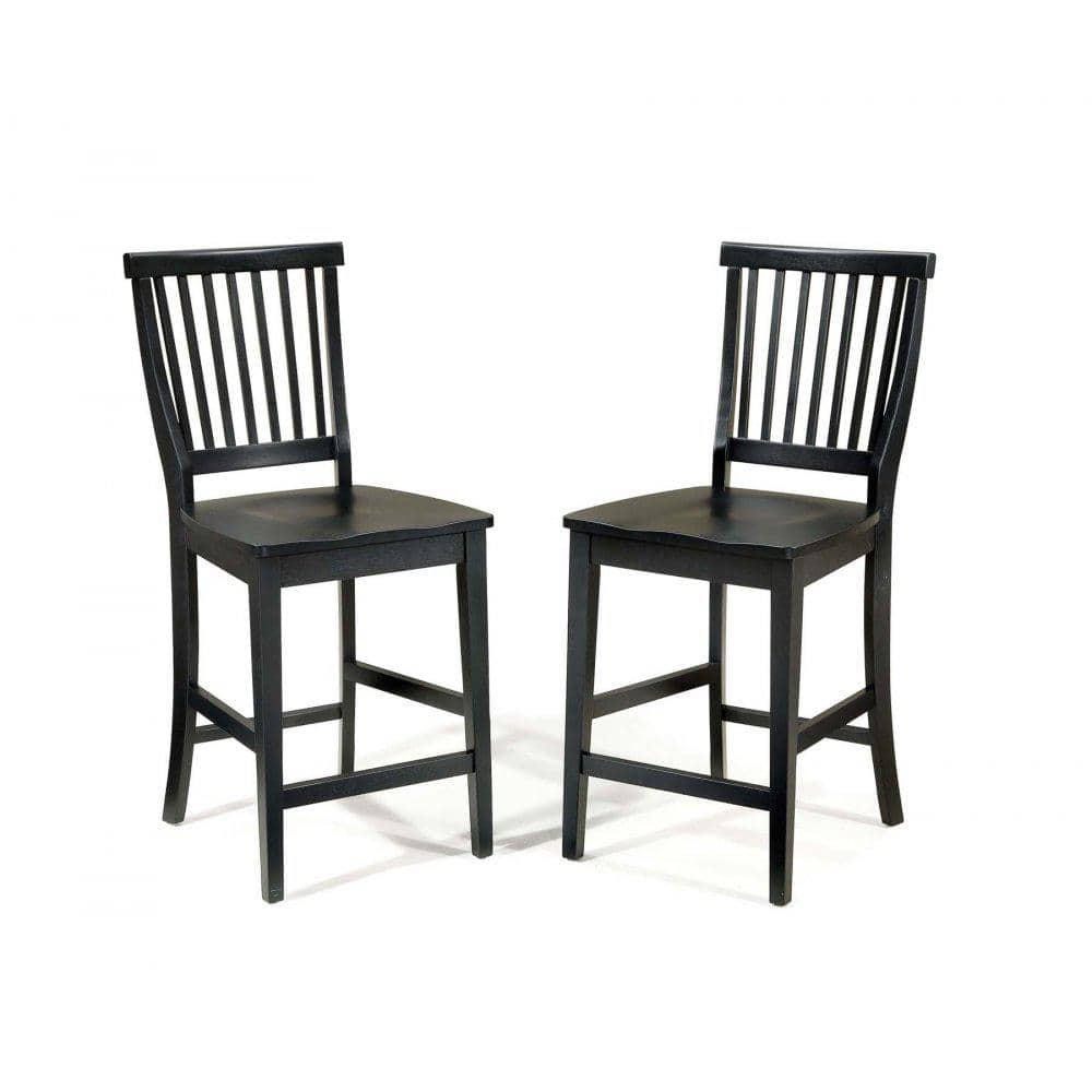 Arts and Crafts 24" Sleek Black Hardwood Counter Stool