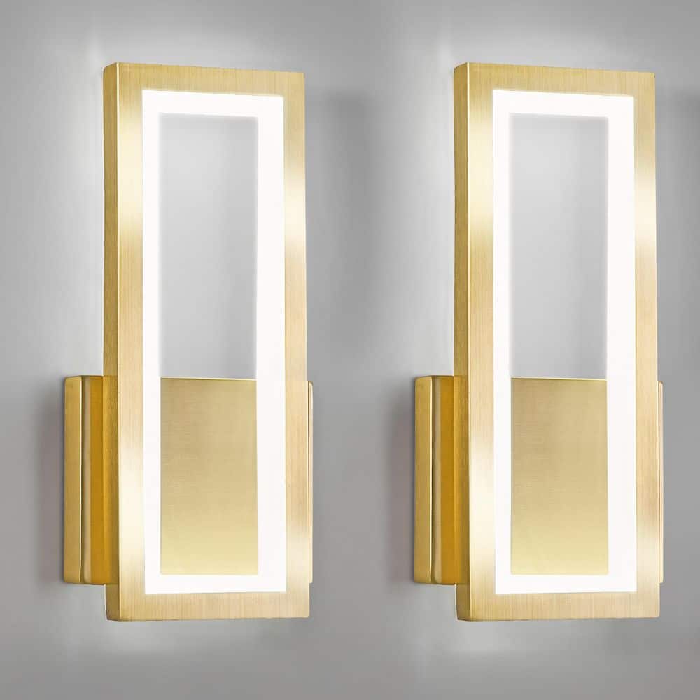 Home Lighting 5.9 in. 1-Light Gold 2-Pack Modern Rectangle LED 6000K Wall Sconce for Living Room price history on PriceWatchPro