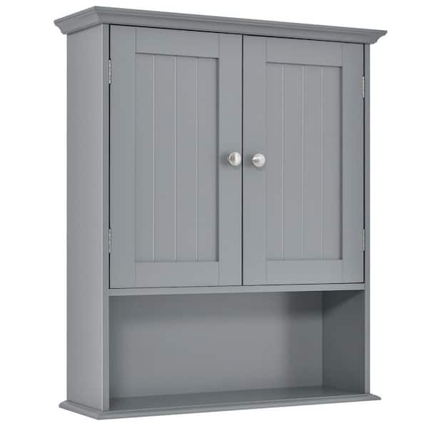 23.5 in. W x 8 in. D x 28 in. H 2 Doors Bathroom Wall Cabinet in Gray