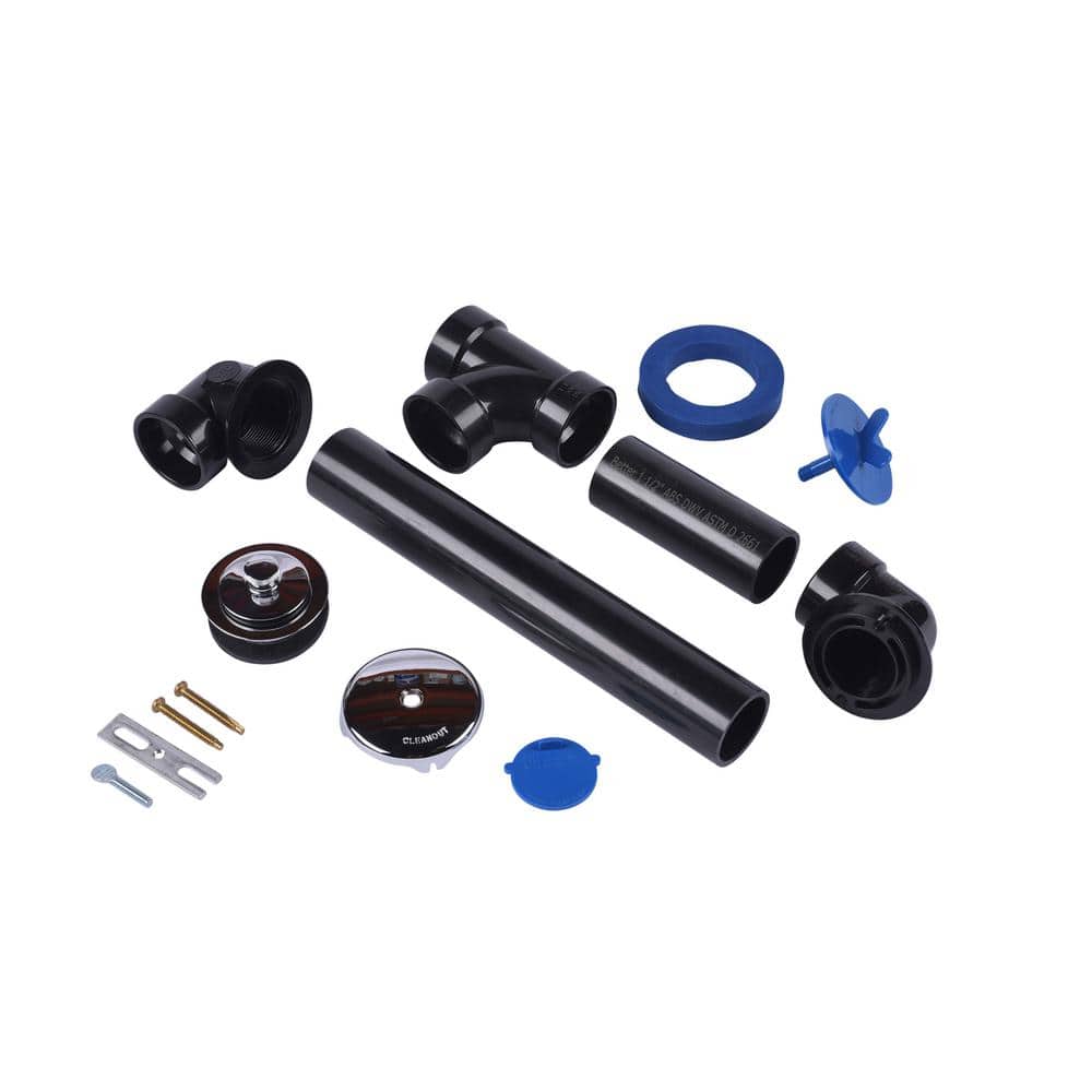 Schedule 40 ABS Bathtub Drain Waste and Overflow Kit with Chrome Drain Stop