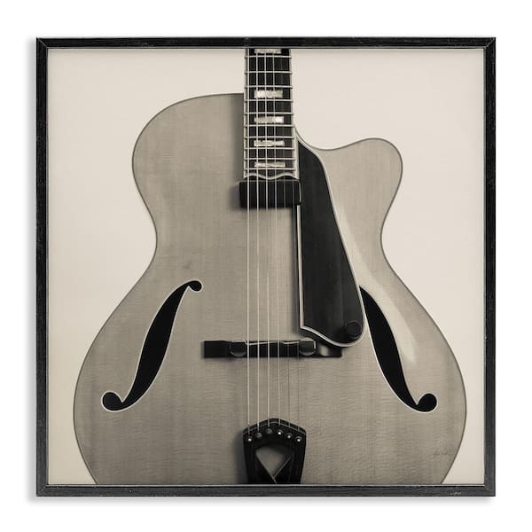 Stupell Industries Simple Chic Guitar by Deborah Revell Black Framed Music Giclee Art Print 17 in. x 17 in.