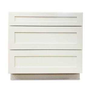 White Plywood Shaker Stock Ready to Assemble Drawer Base Kitchen Cabinet 36 in. W x 24 in. D x 34.5 in. H