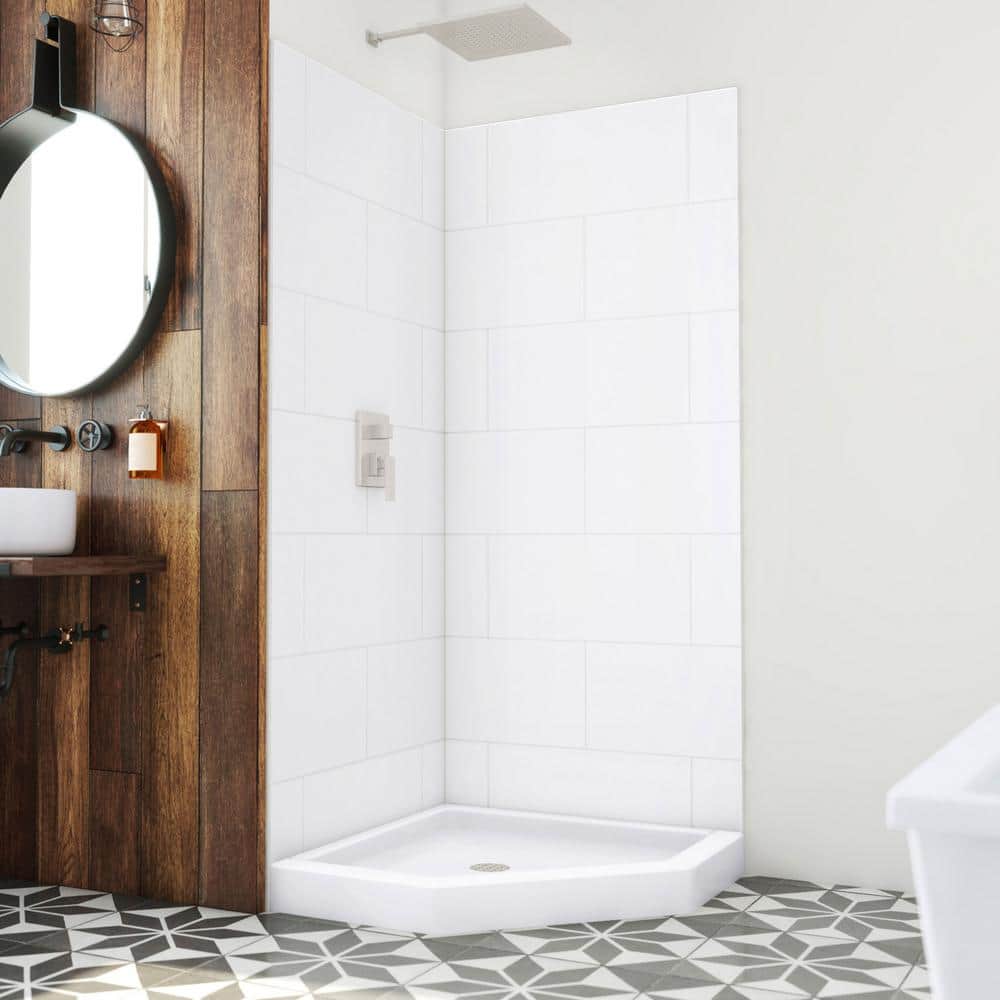 DreamStone 36 in. L x 36 in. H W x 84 in. H Corner Shower Kit with Shower Wall and Shower Pan in Traditional White price history on PriceWatchPro