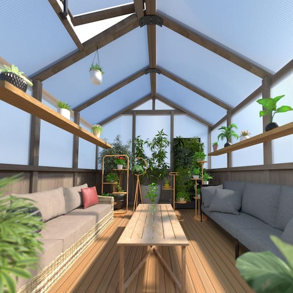 VEIKOUS 8 ft. x 12 ft. Cedar Garden Plant Greenhouse for Outdoors