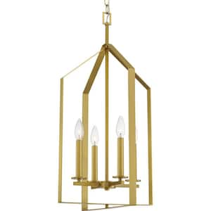 Vertex Collection 4-Light Brushed Gold Contemporary Foyer Light