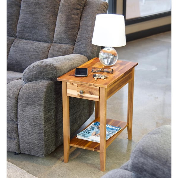 Solid Acacia Wood 23 in. Natural Recliner End Table VTTFT0032NL