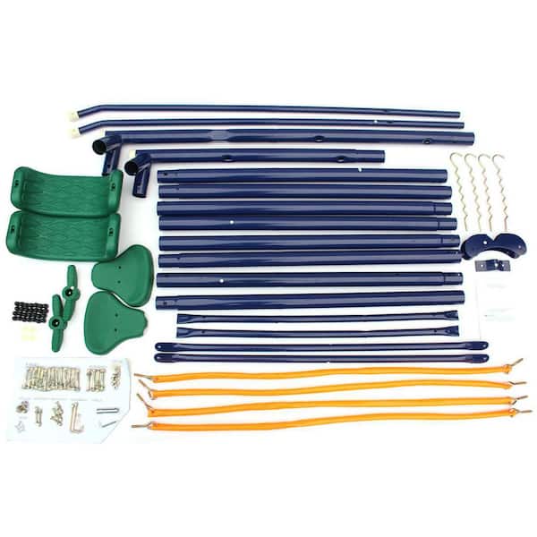 TIRAMISUBEST W1408XY60517 Blue 3 in 1 Outdoor Metal Swing Set with Glider - 3
