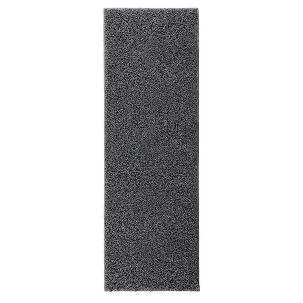 Garvee Shag Collection Dark Grey 2 ft. x 8 ft. Solid Shaggy Runner Rug