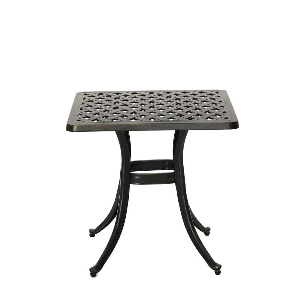 Clihome 21 in. Cast Aluminum Patio Side Table in Bronze CLXG53CSTBR