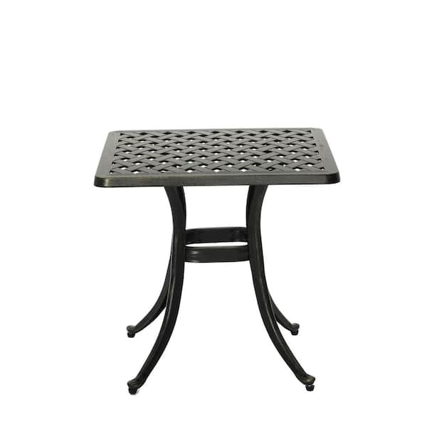 Clihome 21 in. Cast Aluminum Patio Side Table in Bronze