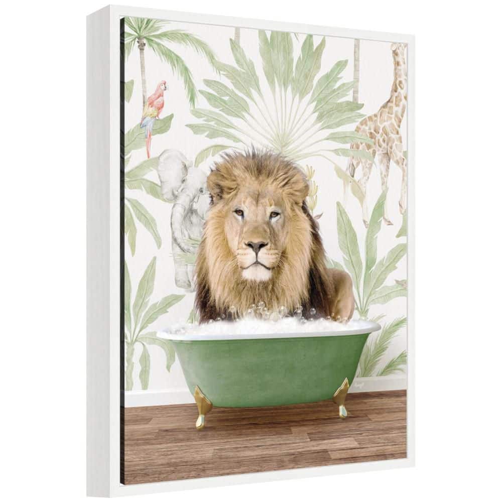"Sylvie ""Lion in Wild Safari Bathtub"" by Amy Peterson Animals Framed Art Print 24 in. x 18 in." price history on PriceWatchPro