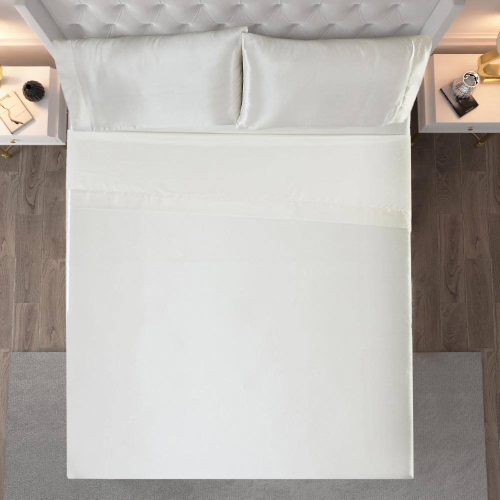 Ivory Twin XL Satin Deep Pocket Sheet Set