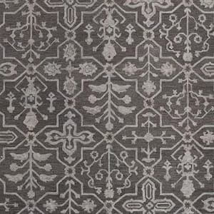 5 X 8 Gray and Ivory Floral Area Rug