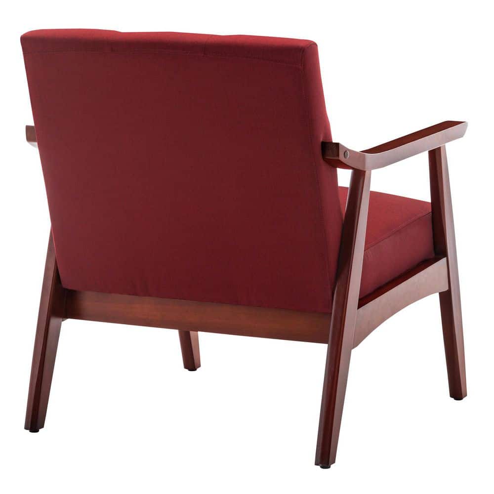 Natalie Mid-Century Garnet Red Accent Chair with Espresso Wood Frame
