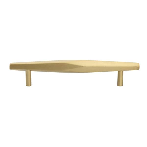 Gliderite 5 In Screw Spacing Satin Gold Solid Faceted Cabinet Drawer