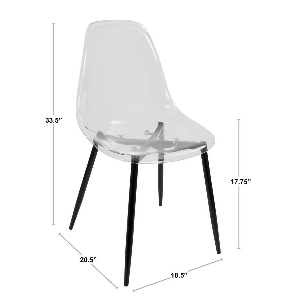 Black and Clear Acrylic Side Chair with Metal Legs