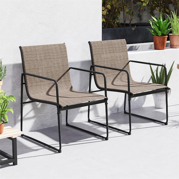 Patio Chairs Set of 2 Outdoor Furniture Chairs w/ Ergonomic Backrest