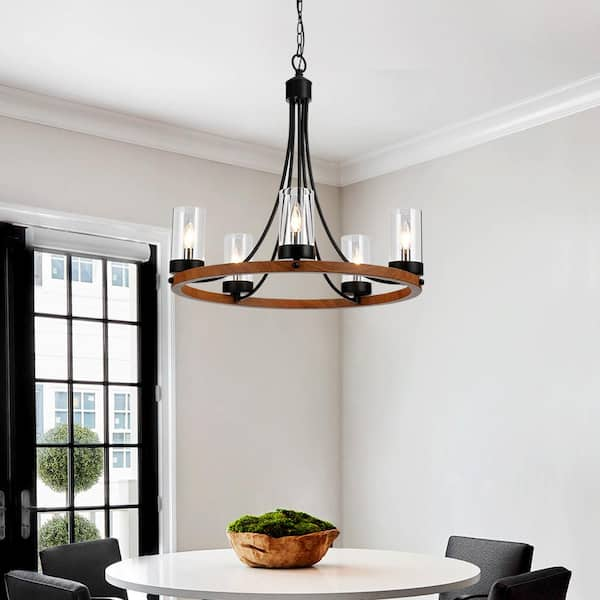 5 light wagon wheel chandelier